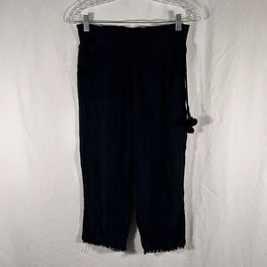 Figue Silk Blend Pants XXS Black Pull On Elastic Band Pockets Tassels 22" Inseam